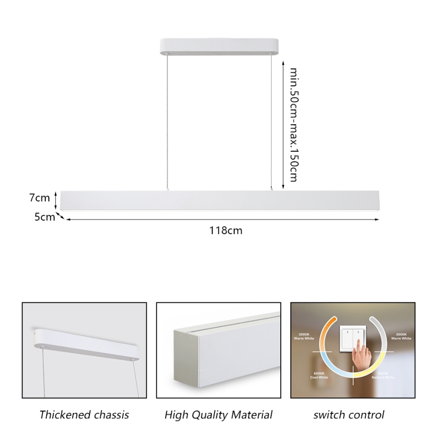 Brilagi - LED Luster na lanku SLEEKLINE LED/40W/230V 3000/4500/6000K biela