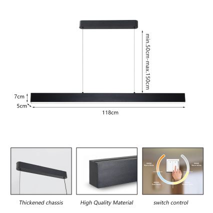 Brilagi - LED Luster na lanku SLEEKLINE LED/40W/230V 3000/4500/6000K čierna