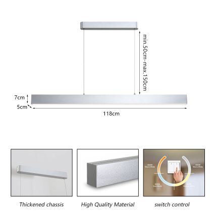 Brilagi - LED Luster na lanku SLEEKLINE LED/40W/230V 3000/4500/6000K strieborná