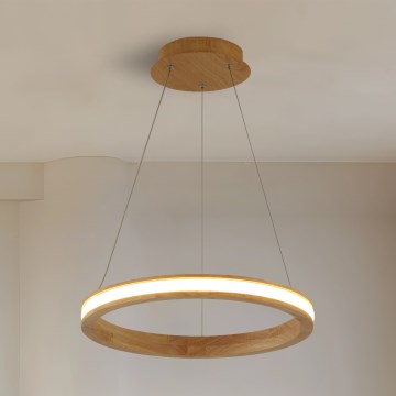 Brilagi - LED luster na lanku UMEA WOOD LED/30W/230V Ø 40 cm kaučukové drevo