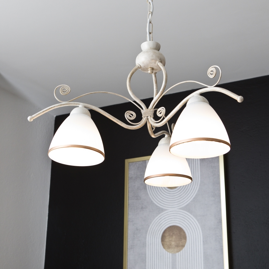 Brilagi - LED luster na reťazi ANTICO 3xE27/60W/230V 3000K biela patina