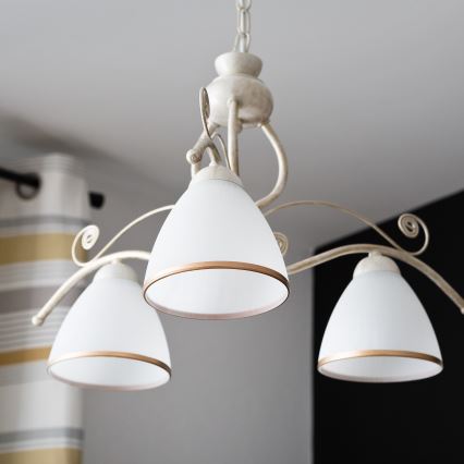 Brilagi - LED luster na reťazi ANTICO 3xE27/60W/230V 3000K biela patina