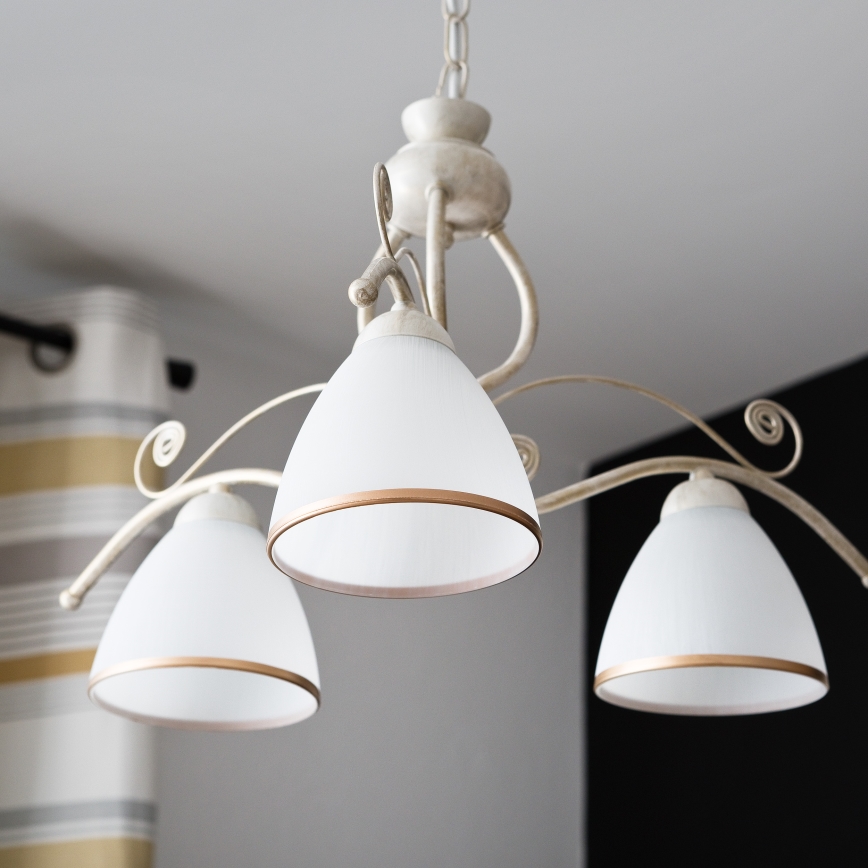 Brilagi - LED luster na reťazi ANTICO 3xE27/60W/230V 3000K biela patina