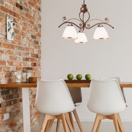 Brilagi - LED Luster na reťazi ANTICO 3xE27/60W/230V bronz patina