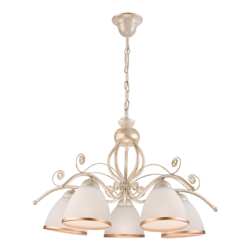 Brilagi - LED luster na reťazi ANTICO 5xE27/60W/230V 3000K biela patina