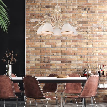Brilagi - LED luster na reťazi ANTICO 5xE27/60W/230V 3000K biela patina