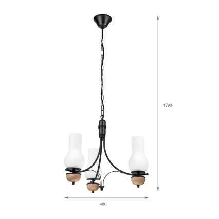 Brilagi - LED Luster na reťazi COTTAGE 3xE14/40W/230V buk/biela
