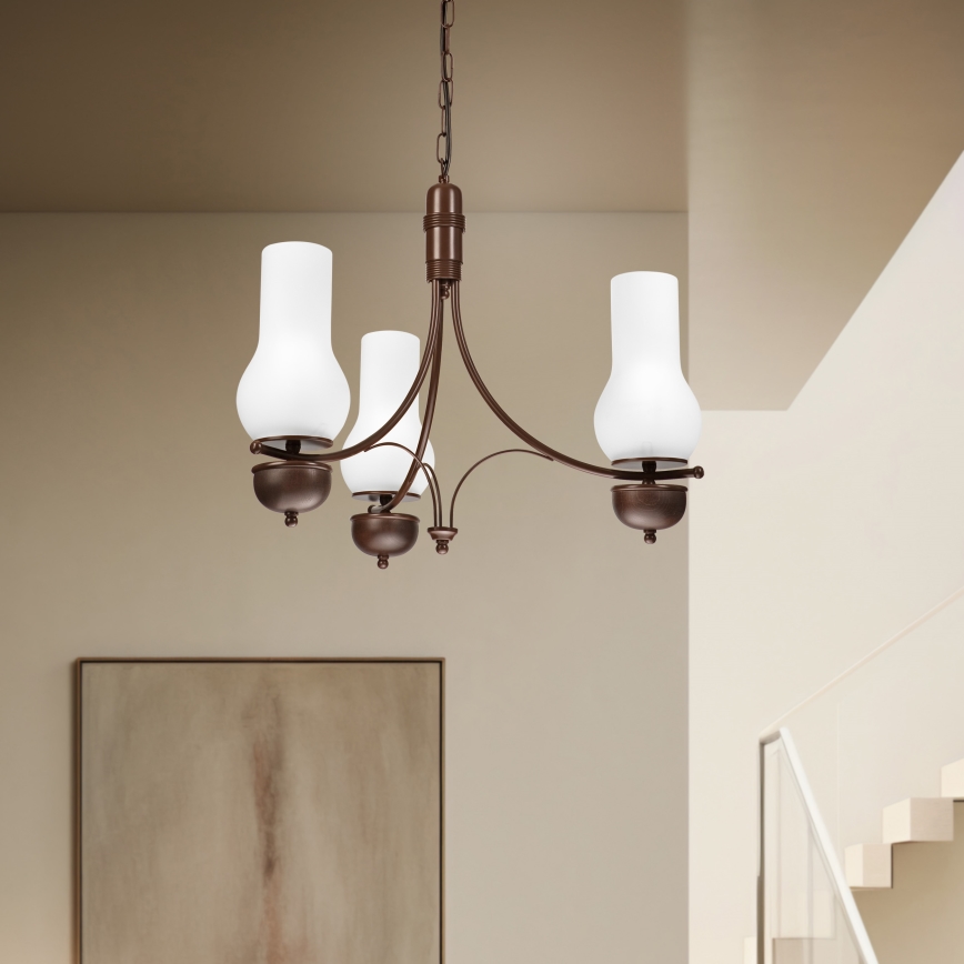 Brilagi - LED Luster na reťazi COTTAGE 3xE14/40W/230V dub/biela