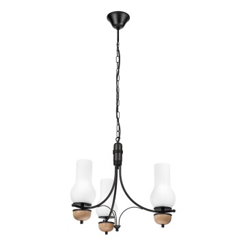 Brilagi - LED luster na reťazi COTTAGE 3xE14/40W/230V dub/čierna/biela