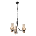 Brilagi - LED luster na reťazi COTTAGE 3xE14/40W/230V dub/čierna/dymová béžová