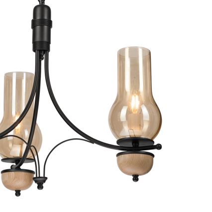 Brilagi - LED luster na reťazi COTTAGE 3xE14/40W/230V dub/čierna/dymová béžová
