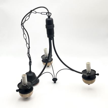 Brilagi - LED luster na reťazi COTTAGE 3xE14/40W/230V dub/čierna/dymová béžová