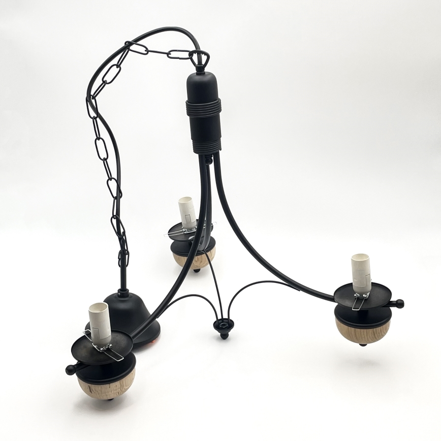 Brilagi - LED luster na reťazi COTTAGE 3xE14/40W/230V dub/čierna/dymová béžová