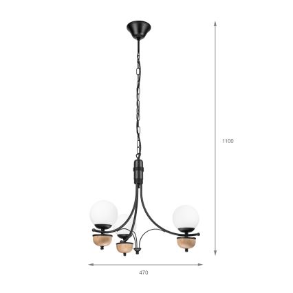 Brilagi - LED Luster na reťazi COTTAGE 3xG9/40W/230V dub/biela
