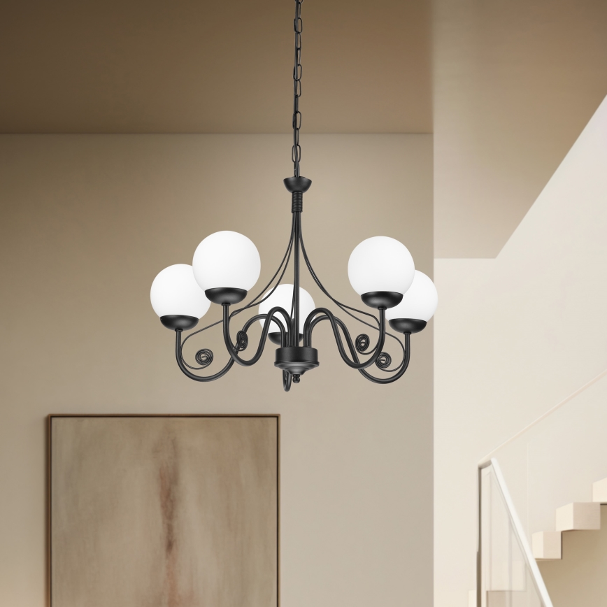 Brilagi - LED Luster na reťazi COTTAGE 5xG9/40W/230V čierna/biela