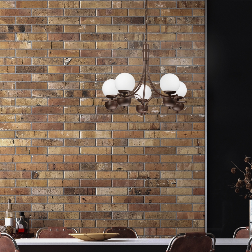 Brilagi - LED Luster na reťazi COTTAGE 5xG9/40W/230V dub/biela
