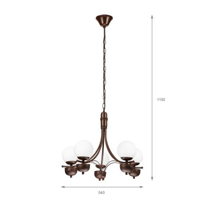 Brilagi - LED Luster na reťazi COTTAGE 5xG9/40W/230V dub/biela