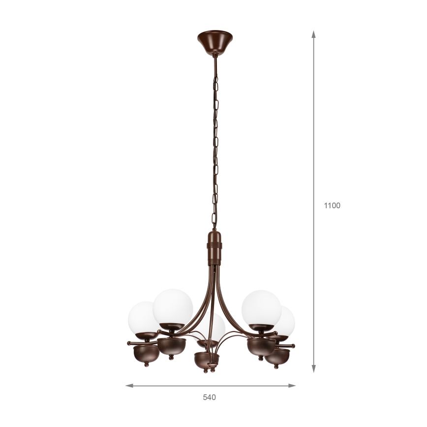 Brilagi - LED Luster na reťazi COTTAGE 5xG9/40W/230V dub/biela