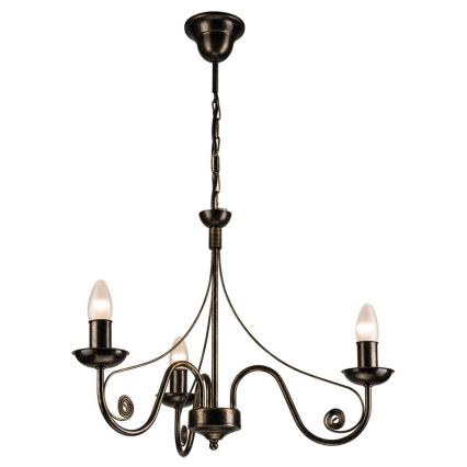 Brilagi - LED Luster na reťazi STEFANO 3xE14/40W/230V čierna patiny