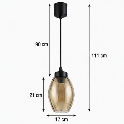 Brilagi - LED Luster na lanku RETRO GLASS 1xE27/60W/230V pr. 17 cm čierna/dymová béžová