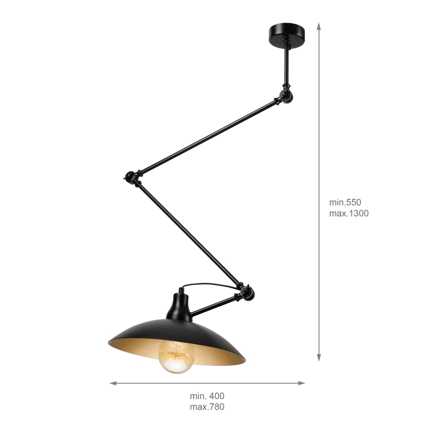 BRILAGI - LED nastaviteľný luster na tyči IRONBEAM 1xE27/60W/230V čierna