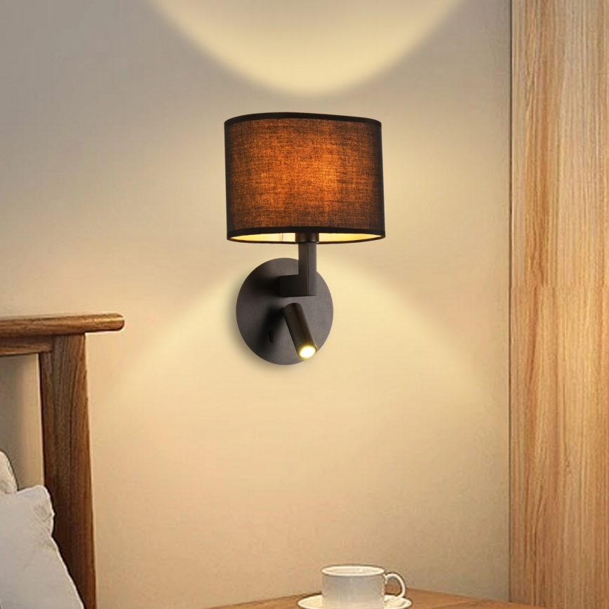 Brilagi - LED Nástenná lampa DAYA 1xE14/40W/230V + LED/3W čierna