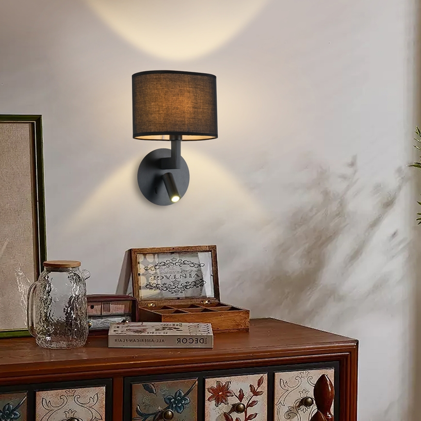 Brilagi - LED Nástenná lampa DAYA 1xE14/40W/230V + LED/3W čierna