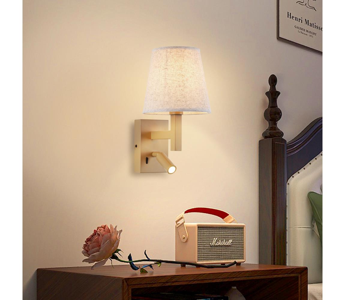 Brilagi - LED Nástenná lampa DEYA 1xE14/40W/230V + LED/3W ľan/zlatá BRI205