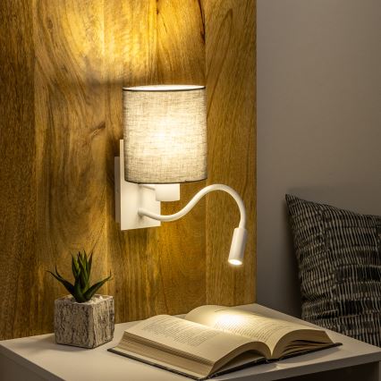 Brilagi - LED Flexibilná nástenná lampa NUBILA 1xE27/25W/230V + LED/3W biela/antracit