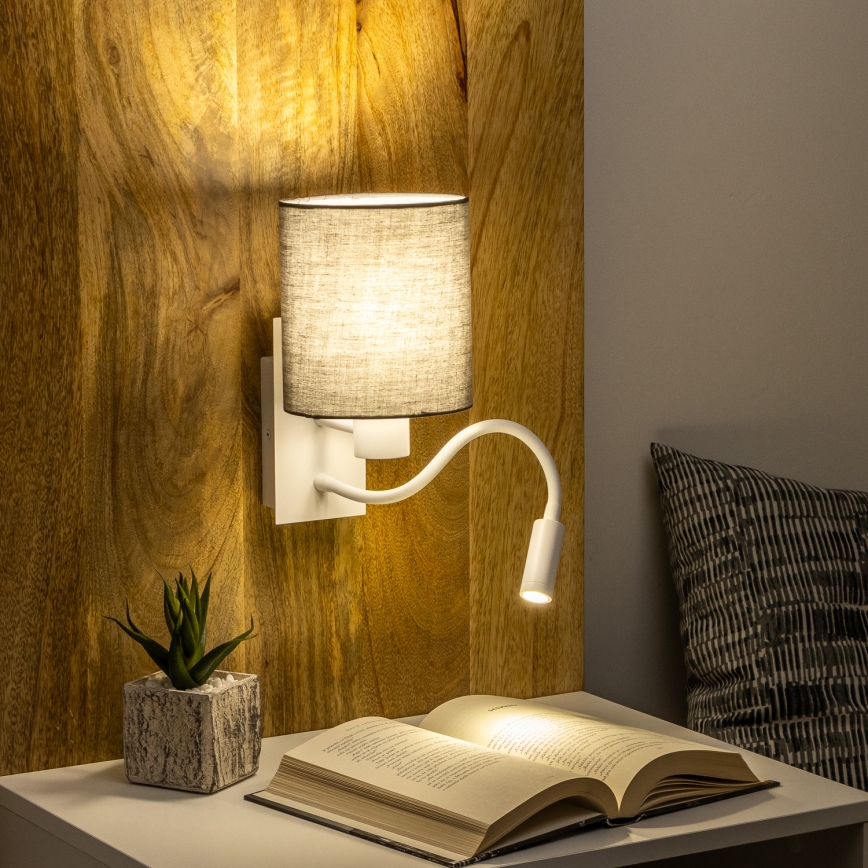 Brilagi - LED Flexibilná nástenná lampa NUBILA 1xE27/25W/230V + LED/3W biela/antracit