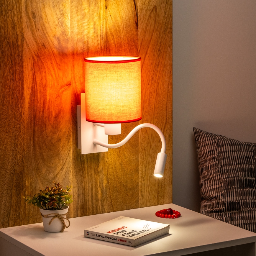 Brilagi - LED Flexibilná nástenná lampa NUBILA 1xE27/25W/230V + LED/3W biela/červená