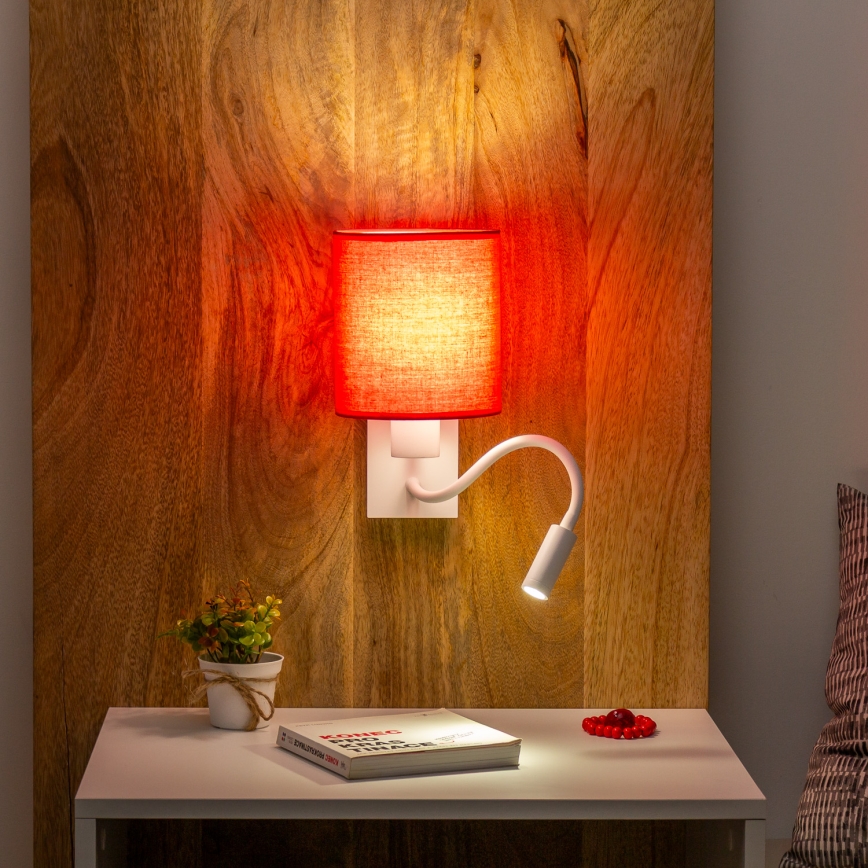 Brilagi - LED Flexibilná nástenná lampa NUBILA 1xE27/25W/230V + LED/3W biela/červená