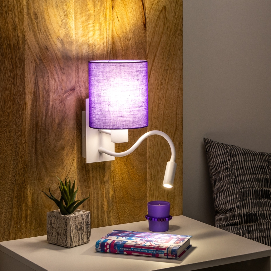 Brilagi - LED Flexibilná nástenná lampa NUBILA 1xE27/25W/230V + LED/3W biela/fialová