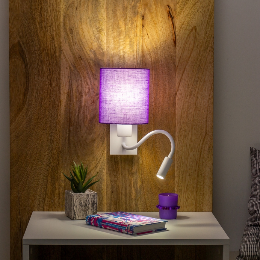 Brilagi - LED Flexibilná nástenná lampa NUBILA 1xE27/25W/230V + LED/3W biela/fialová