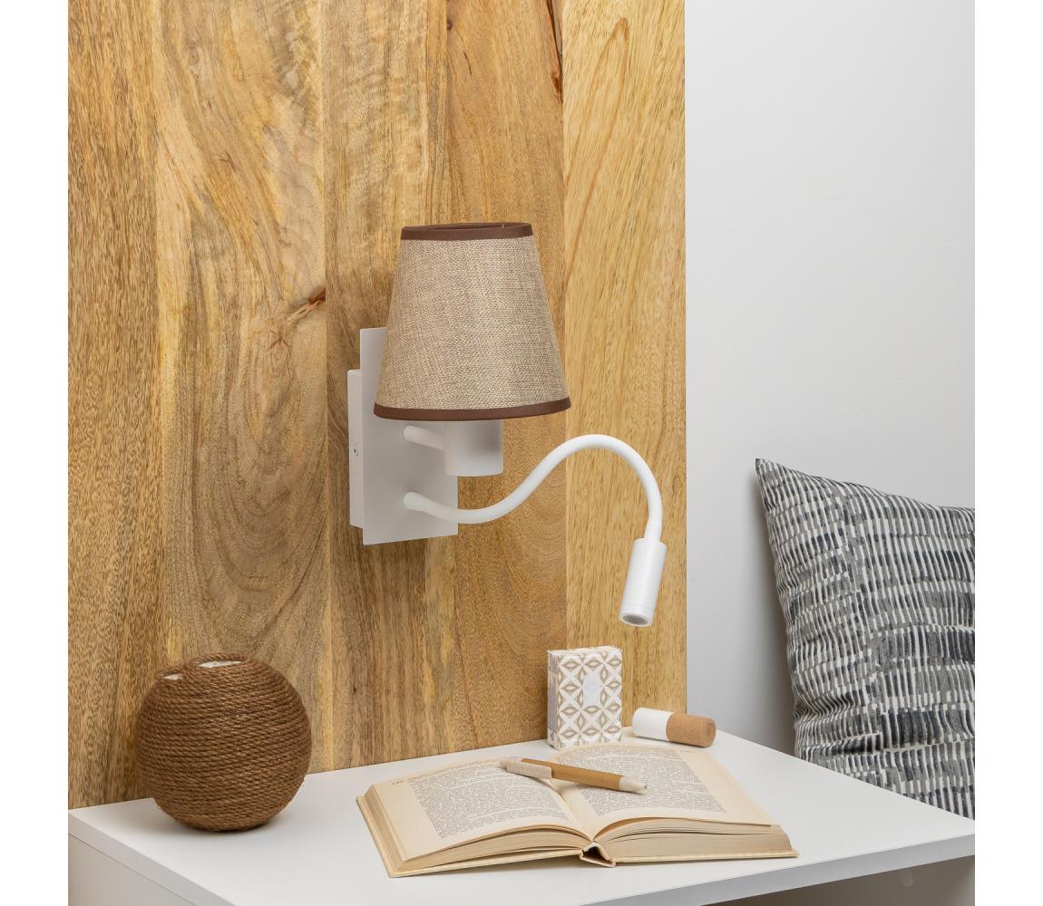 Brilagi - LED Nástenná lampa NUBILA 1xE27/25W/230V + LED/3W biela/hnedá BG1559+BG1570