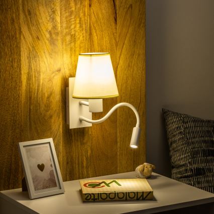 Brilagi - LED Flexibilná nástenná lampa NUBILA 1xE27/25W/230V + LED/3W biela/krémová
