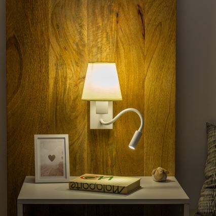 Brilagi - LED Flexibilná nástenná lampa NUBILA 1xE27/25W/230V + LED/3W biela/krémová