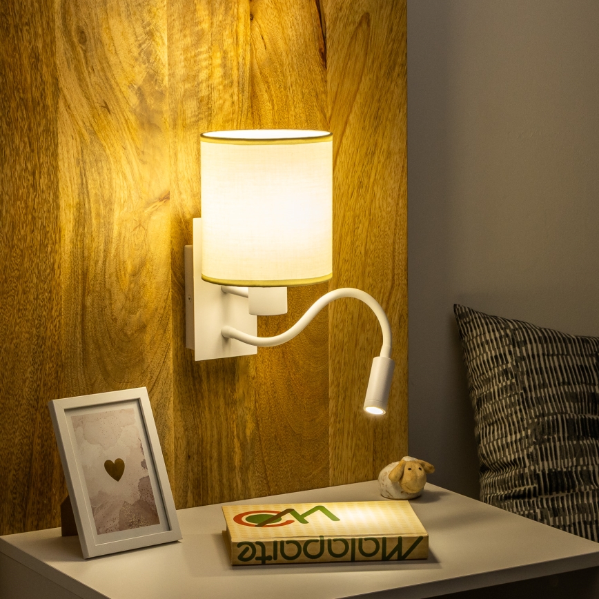 Brilagi - LED Flexibilná nástenná lampa NUBILA 1xE27/25W/230V + LED/3W biela/krémová