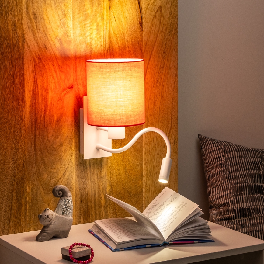 Brilagi - LED Flexibilná nástenná lampa NUBILA 1xE27/25W/230V + LED/3W biela/ružová