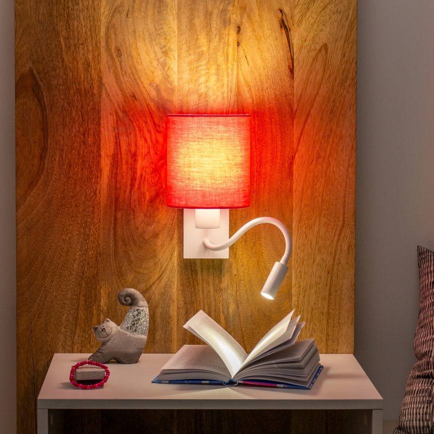 Brilagi - LED Flexibilná nástenná lampa NUBILA 1xE27/25W/230V + LED/3W biela/ružová