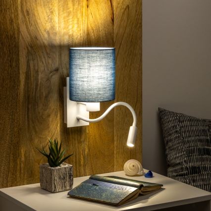 Brilagi - LED Flexibilná nástenná lampa NUBILA 1xE27/25W/230V + LED/3W biela/tmavomodrá