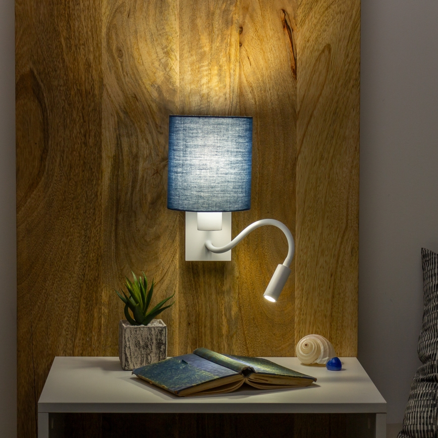 Brilagi - LED Flexibilná nástenná lampa NUBILA 1xE27/25W/230V + LED/3W biela/tmavomodrá