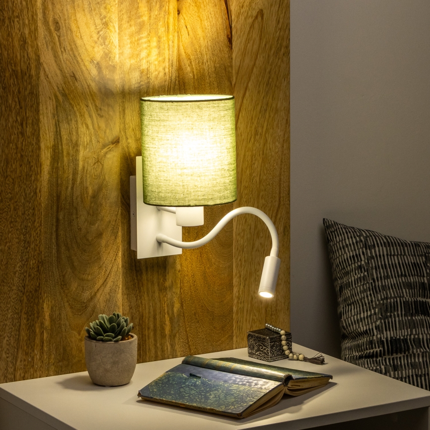 Brilagi - LED Flexibilná nástenná lampa NUBILA 1xE27/25W/230V + LED/3W biela/zelená