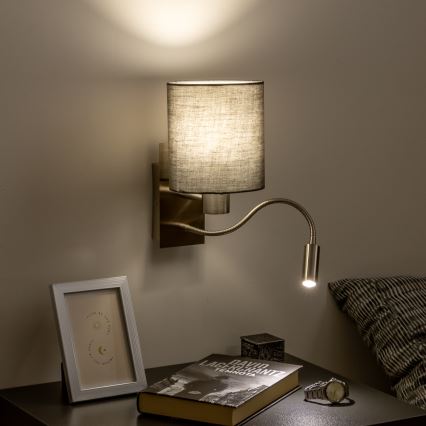 Brilagi - LED Flexibilná nástenná lampa NUBILA 1xE27/25W/230V + LED/3W matný chróm/antracit