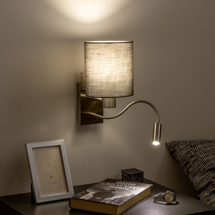 Brilagi - LED Flexibilná nástenná lampa NUBILA 1xE27/25W/230V + LED/3W matný chróm/antracit