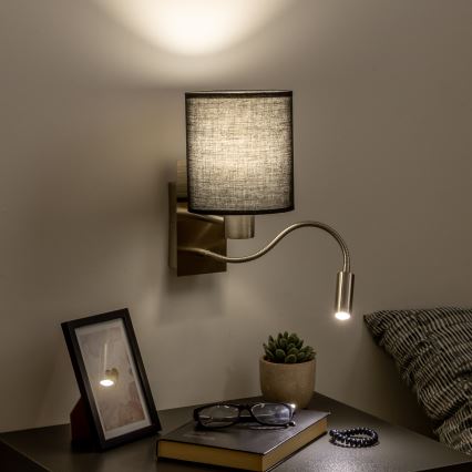 Brilagi - LED Flexibilná nástenná lampa NUBILA 1xE27/25W/230V + LED/3W matný chróm/čierna