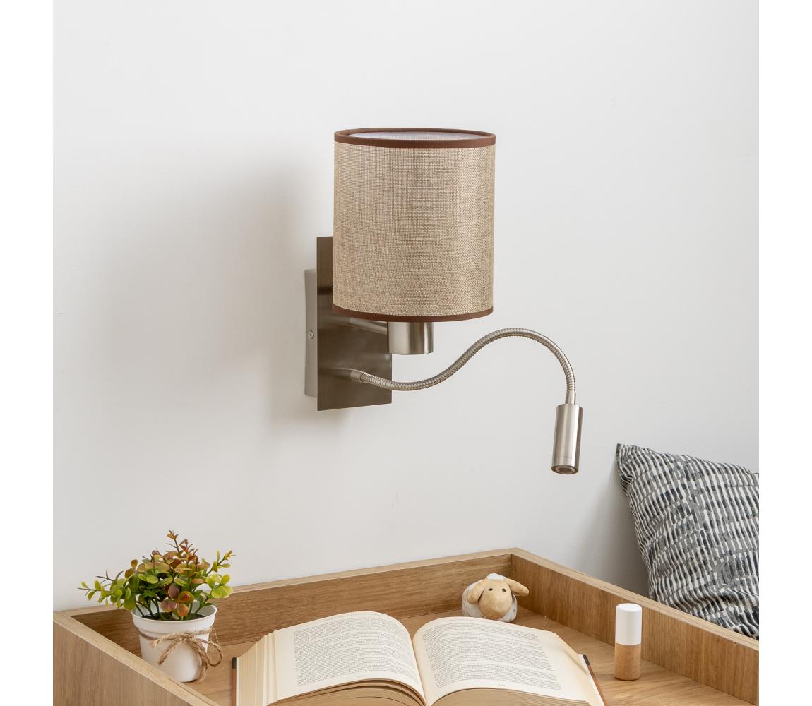 Brilagi - LED Nástenná lampa NUBILA 1xE27/25W/230V + LED/3W chróm/hnedá BG1556+BG1583