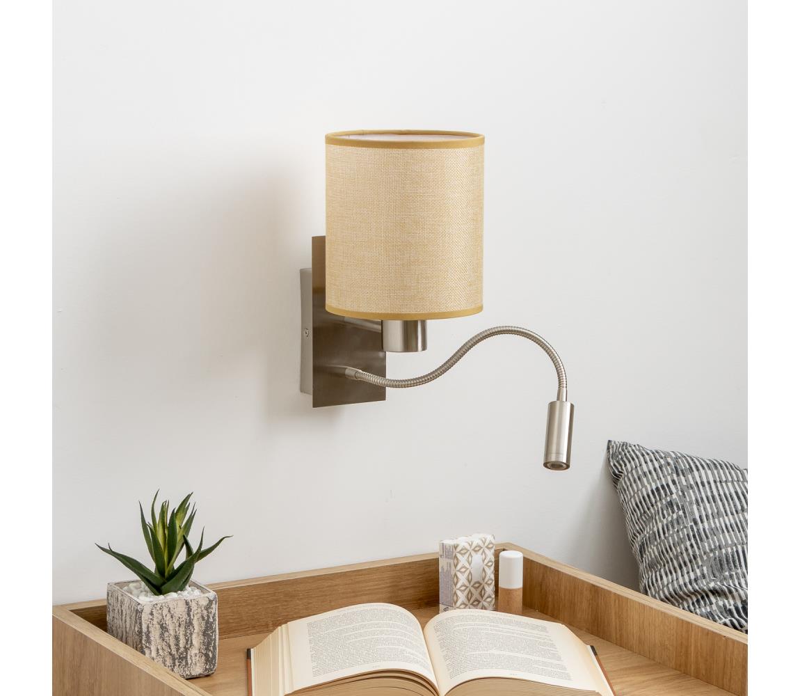 Brilagi - LED Nástenná lampa NUBILA 1xE27/25W/230V+LED/3W chróm/svetlohnedá BG1556+BG1584