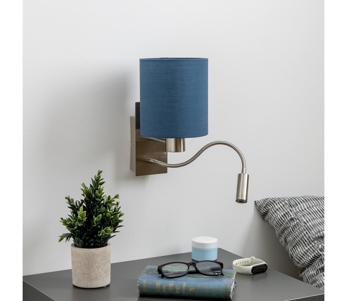 Brilagi - LED Nástenná lampa NUBILA 1xE27/25W/230V+ LED/3W chróm/tmavomodrá BG1556+BG1575