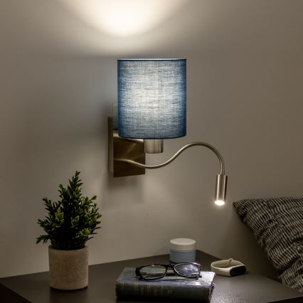 Brilagi - LED Flexibilná nástenná lampa NUBILA 1xE27/25W/230V + LED/3W matný chróm/tmavomodrá